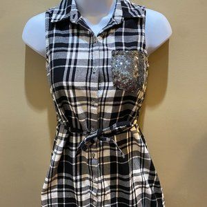 stylish SO black/white casual plaid Shirt Dress size 10